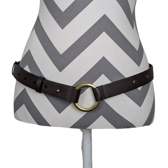 CABI Brown Leather Gold Tone Bridle Bit Studded Belt Size Medium